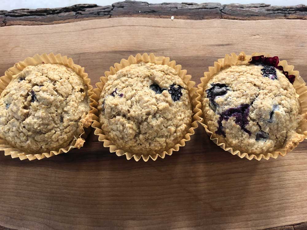 Finished Vegan Oat and Blueberry Muffins